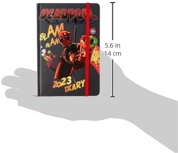 יומן הפירמידה הבינלאומי Deadpool 2023, כיסוי קשה A5, שבוע למתכנן תצוגה - סחורה רשמית, SR74108, רב