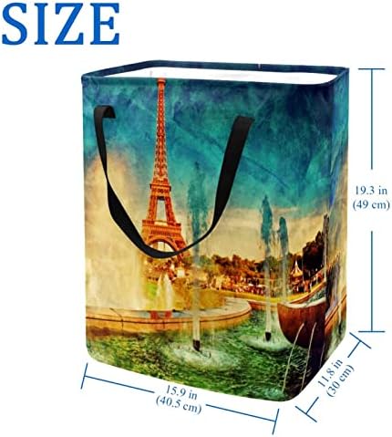 פריז מגדל אייפל הדפסת סל כביסה מתקפל, 60 ליטר עמיד למים סלי כביסה סל כביסה בגדי צעצועי אחסון עבור במעונות