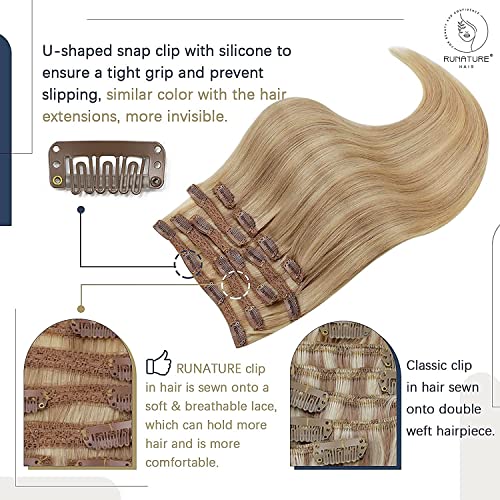 קליפ חבילות-בלונד קליפ שיער הרחבות שיער טבעי כהה בלונד להדגיש זהב בלונד אמיתי קליפ שיער טבעי
