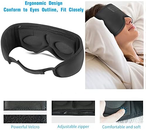 אוזניות שינה ססק עיניים, Bluetooth 3D מסכת עיניים שינה 2 ב -1, צלליות מתכווננות בהאפלה