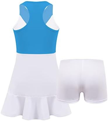 ילדת MUFENG CHILD שמלת גולף טניס קפלים עם מכנסיים קצרים מובנים הגדר תלבושת אימון ספורט 2 יחידות כושר אתלטית