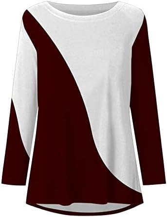 צמרות טוניקה של נשים לחותלות, צבע אופנה Blcok סוודר שרוול ארוך חולצות סווטשירט טוניקה ארוכות מזדמנים