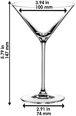 Riedel Winum Martini Glass Pair, סט של 2 משקפי קריסטל מרטיני חרוטים בהתאמה אישית למרטיניס, קוסמוס, מרגריטות, קוקטיילים,
