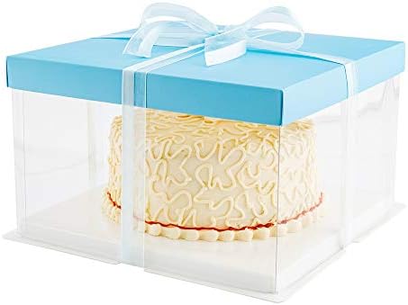 חזון מתוק 10 אינץ 'על 8.25 אינץ' קופסאות עוגה שקופות, 10 קופסאות עוגה שקופות בסיס עמידות בשומן-מכסה שחור