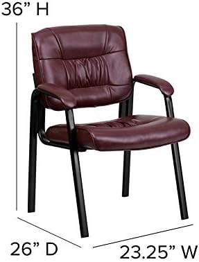 פלאש ריהוט הייגר בורגונדי עור רך הנהלת צד קבלת כיסא עם שחור מתכת מסגרת
