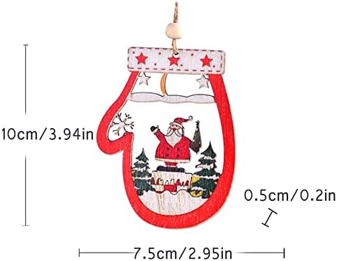 קישוט לחג המולד כפפות עץ חלולות תליון קריאריקטורה קריקטורה סנטה שלג איש שלג.