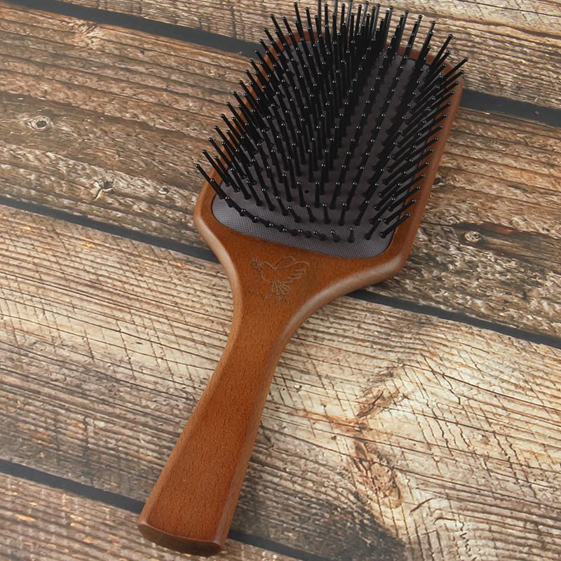 MANIS ZUO מברשת שיער משוט מעץ טבעי, נשים או מברשת שיער לגברים, מברשת שיער יבשה רטובה, מברשת שיער מתולתלת