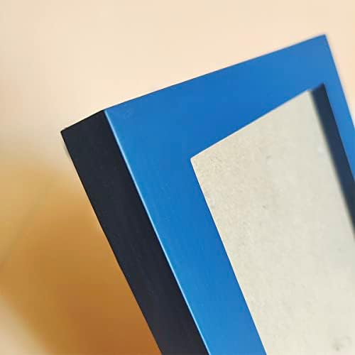 Kele Model 3.5x5 מסגרות תמונה מסגרת עץ מוצק כחול, לוח פלסטיק. שולחן או קיר. פתיחת חלון חזיתית 3x4.5 אינץ '.