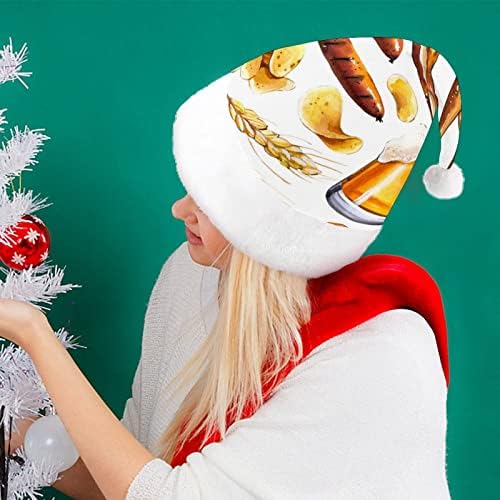 מסורתי אוקטוברפסט מזון בירה מצחיק חג המולד כובע סנטה קלאוס כובעי קצר קטיפה עם לבן חפתים עבור חג המולד חג