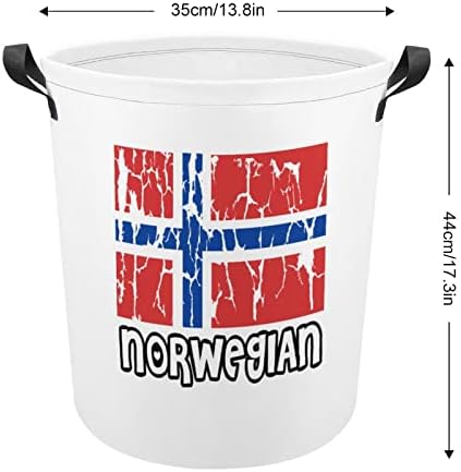 נורווגית דגל 18 כביסה סל עם ידיות עגול מתקפל כביסת אחסון סל לחדר שינה אמבטיה