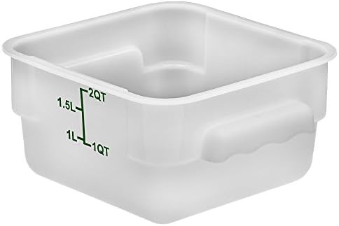 העליון של השף - 2 Qt. מיכל אחסון מזון מרובע מפלסטיק לבן, כל אחד