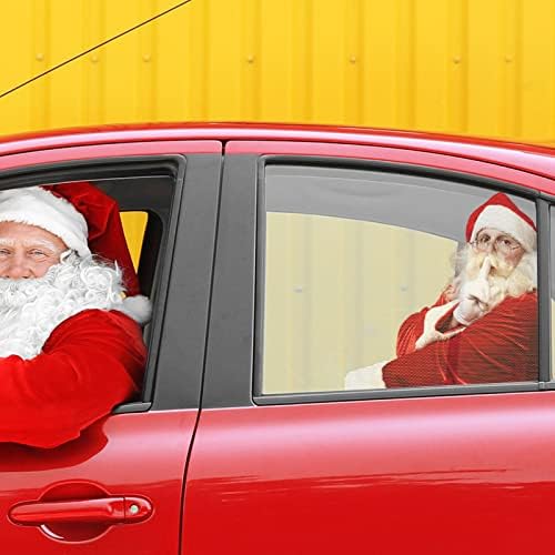 מדבקות חלון רכב שקופות של סנטה חצי מדבקות חלון מכונית לחג המולד מדבקות קישוט לחג נייר דבק עצמי