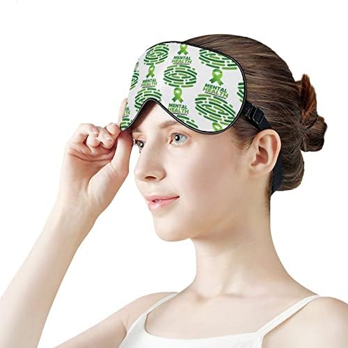 בחודש מאי אנו לובשים מודעות נפשית ירוקה חודש מסיכת שינה כיסוי עיניים רצועה מתכווננת שינה שינה עיוורון