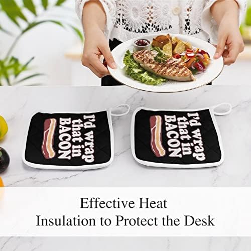 מחזיקי סיר בשר בייקון 8x8 רפידות חמות עמידות בפני חום הגנה על שולחן העבודה למטבח בישול סט דו-חלקים
