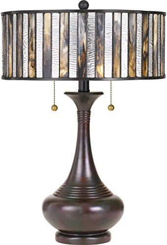 קוויזל טף3334טווה טיפאני מנורת שולחן תאורה, 2-אור, 150 ואט, אמיץ ברונזה
