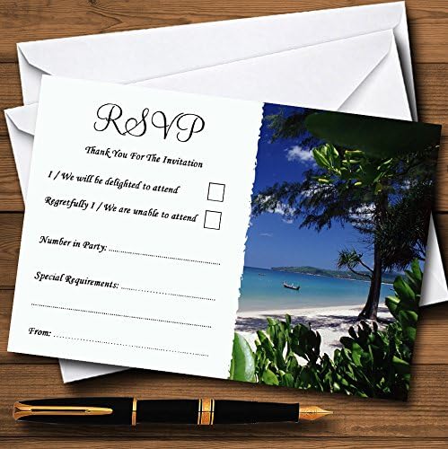 כרטיסי RSVP בהתאמה אישית של עץ דקל חוף תאילנד