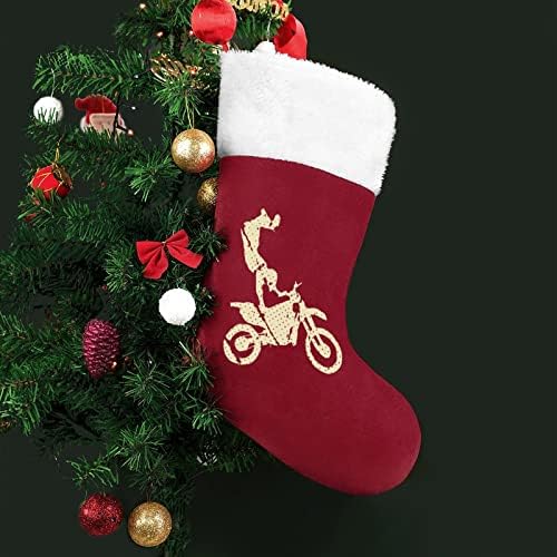 אופנוע יש אופני עפר גרבי חג המולד קלאסי קישוטי תלייה שקית ממתקים של שרוול לבן לקישוטים למסיבות חג משפחתיות