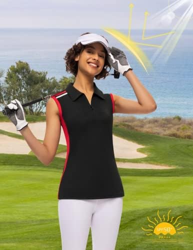 חולצת פולו גולף ללא שרוולים של ג'ק סמית 'עם חולצות צווארון רוכסן לנשים יבש מהיר