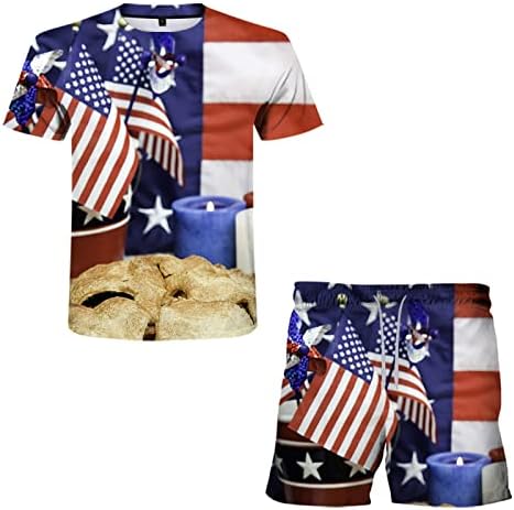 הדפסת 3 יום קיץ אמריקאי עוגיות גברים של סט עצמאות דגל מקרית גברים חליפות & מגבר; סטים גברים גבוה בגד ים