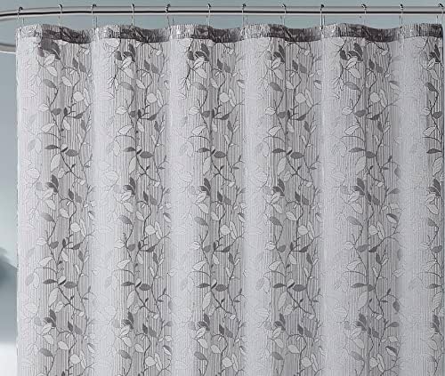 וילונות מקלחת תחרה לינזון עם עיצוב עלים אלגנטיים. 72 x 72 גודל. יכול לשמש גם כווילון מקלחת