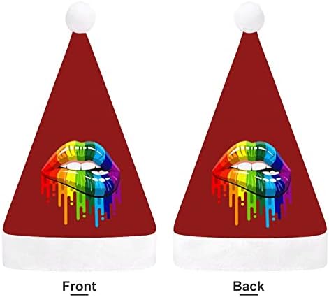 הומו הומוסקסואל לסבית שפות קשת חג המולד כובע סנטה כובע עבור יוניסקס מבוגרים נוחות קלאסי חג המולד כובע עבור מסיבת
