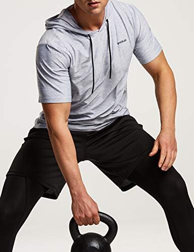 TSLA 3 חבילות קפוצ'ונים של סוודר שרוול קצר של גברים, חולצות אימון בכושר יבש, חולצות אימון, כושר אתלטי