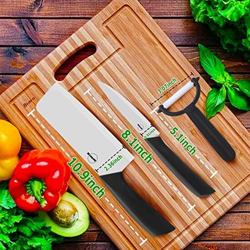 סט סכין קרמיקה מלא של איקיפה - 6 קליבר ירקות, סכין שף 4 וקולפן להכנת מזון ללא מאמץ