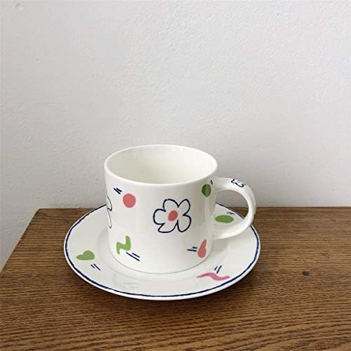 כוס קרמיקה חמודה כוס קרמיקה נורדית יצירתית לבנה משרד אחר הצהריים כוסות תה קפה כוס קפה ותפאורה צלוחית