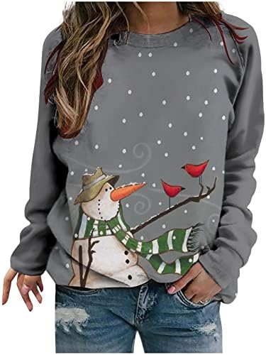חולצות חג מולד של שלג חמוד לנשים שרוול ארוך שרוול ארוך סווטשירט סווטשירט חידוש מצחיק חג המולד שלג טיז גרפי