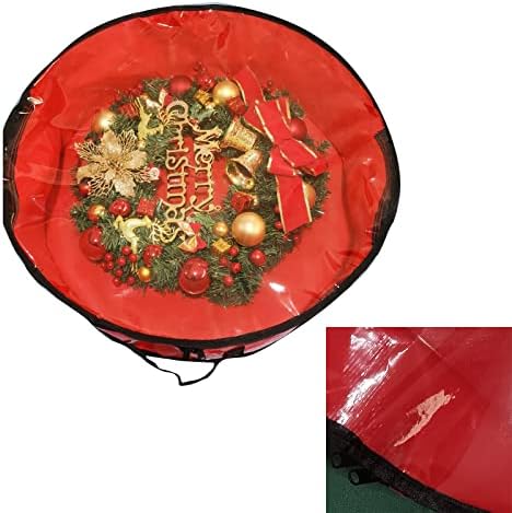 גואנגמינג - עמיד זר אחסון תיק עם שקוף חלון ללבוש עמיד עמיד למים חג המולד זר זר אחסון מיכל לחג זרי 30 אינץ