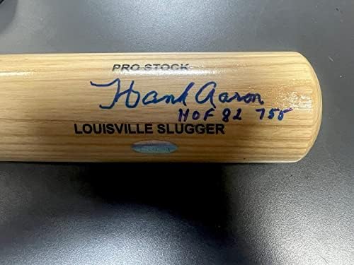 האנק אהרון חתם על לואיוויל סליגר בת שטיינר Auth Milwaukee Braves - עטלפי MLB עם חתימה