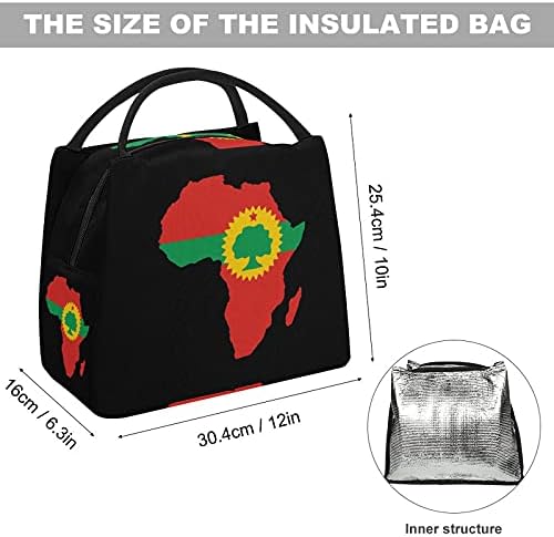אורומו דגל על המפה של אפריקה לשימוש חוזר שקית אוכל תיק לנשים גברים מבוגרים עבודת טיולים פיקניק