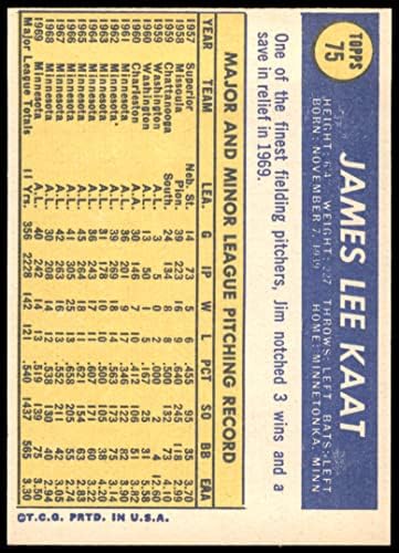 1970 Topps 75 Jim Kaat Minnesota Twins Ex/MT תאומים