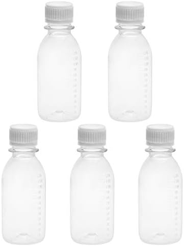UXCell 4 גרם/120 מל מעבדה פלסטיק בקבוק מגיב כימי בפה קטן נוזל/מיכל אחסון מוצק בקבוקים צלולים W TAMPER ניכרים