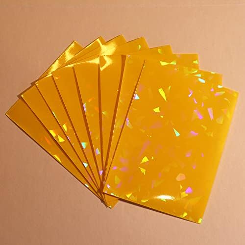 50 יחידות פרימיום פנינת לייזר חיצוני מט צהוב כרטיס כיסוי הולוגרפי רדיד כרטיס שרוולים סטנדרטי גודל מבריק רדיד