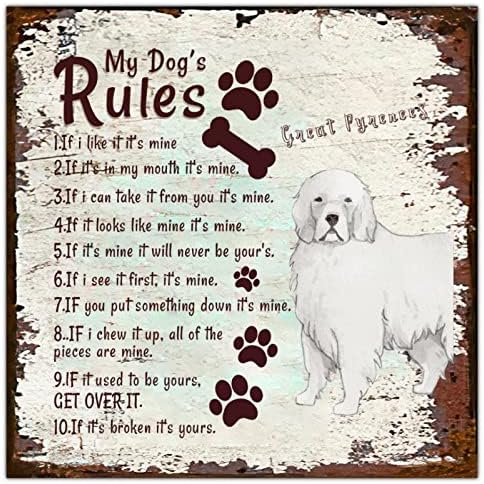 מצחיק מתכת כלב סימן שלט שלי כלב של כללים בציר לחיות מחמד דלת קולב עם מצחיק חיות מחמד כלב ציטוט עלוב מתכת צלחת
