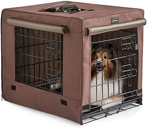ערכת ארגזי כלבים של דונורו לכלבים בגודל קטן מקורה עם כיסוי ארגז כלבים, כלביות לכלבים עם דלת כפולה ובתים