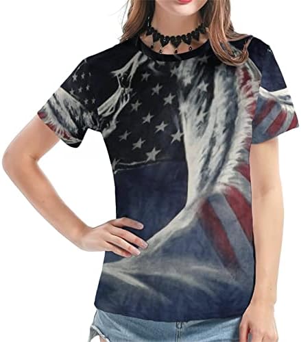 חולצות 4 ביולי נשים דגל אמריקאי טיז קיץ צמרות מזדמנים חולצה שרוול קצר כוכבי חולצה מפוספסת נוחה