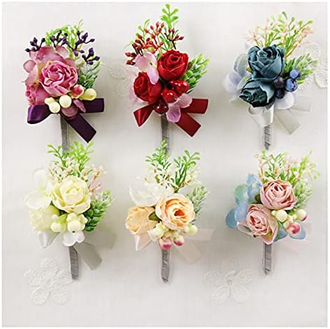 השושבינים משי פרחי חתונה יד וזר פרחים עבור השושבינות ילדה צמיד נישואים לנשף סיכת סיכות