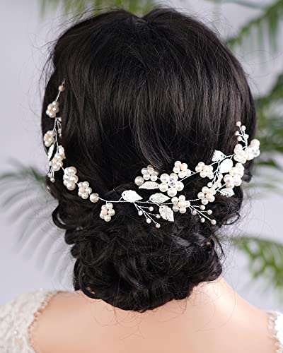 חרוזים פנינת זהב שיער גפן חתונת שיער חתיכה עבור כלות כלות בעבודת יד בגימור עבור נשים בנות לנשף אירוע מיוחד
