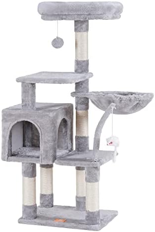 עץ חתול של Heybly עם צעצוע, דירת מגדל חתולים לחתולים מקורה, בית חתולים עם מוט קטיפה מרופד, ערסל נעים