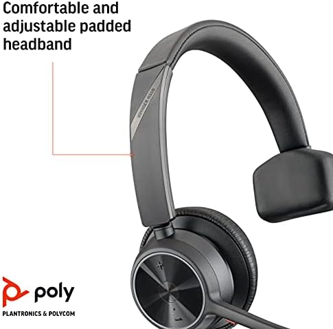 Poly - Voyager 4310 אוזניות אלחוטיות UC - אוזניות עם אוזן יחיד עם מיקרופון בום - התחבר ל- PC/Mac דרך
