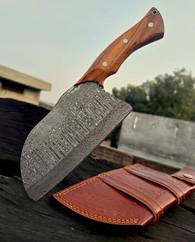 סוחרי JNR 12 בעבודת יד דמשק צמחייה סכין סכין סכין סכין סכין סכין מטבח עם נדן 5518L