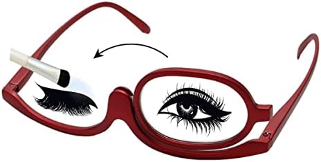 QueenBox +4.0 קוראי איפור משקפיים קוסמטיים של עדשה יחידה משקפיים מגדלים עין אופנה איפור משקפיים, אדום