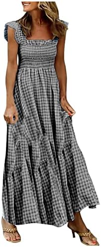 שמלות רצועות ספגטי לנשים בוהמיאן פלוס גודל שמלות רטרו רטרו שמלות קיץ חמודות.
