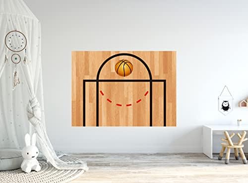 כדורסל חצי מגרש תרשים עם מדבקות קיר כדורסל - נושא הכדורסל קיר קיר - מדבקות קיר לקישוט פעוטון ביתי