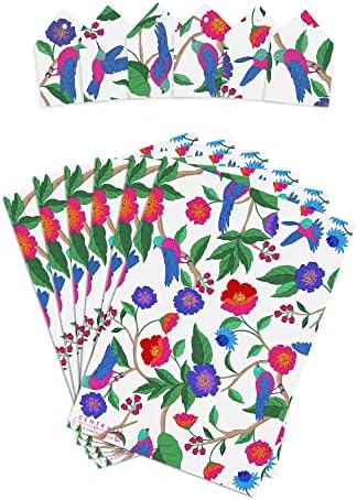 מרכזי 23 פרחוני גלישת נייר לנשים-6 גיליונות של מתנה לעטוף עם תגים-פרחים וציפורים-לילדים בנות נשים-קלאסה-מגיע