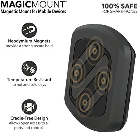 Scosche Magrvmb MagicMount מגנטית מגנטית מראה טלפון מחזיק לרכב - ראש מתכוונן 360 מעלות, אוניברסלי