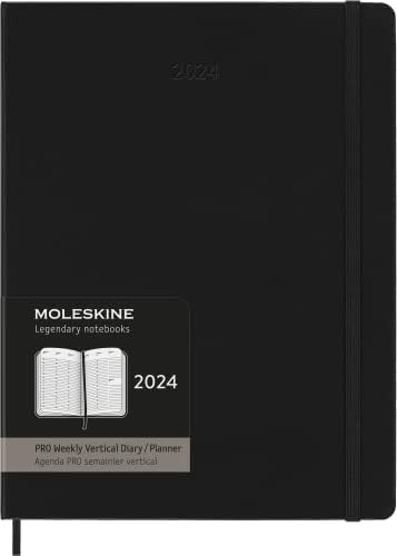 Moleskine 2024 מתכנן שבועי אנכי, 12 מ ', גדול במיוחד, שחור, כיסוי קשה