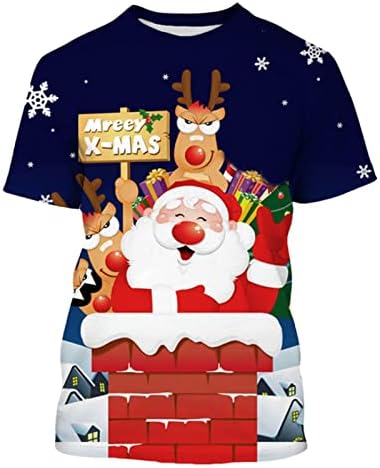 חולצות טריקו של שרוול קצר של XXBR לחג המולד לגברים, חג המולד סנטה קלאוס הדפס צמרת צמרת טי טיי מסיבה